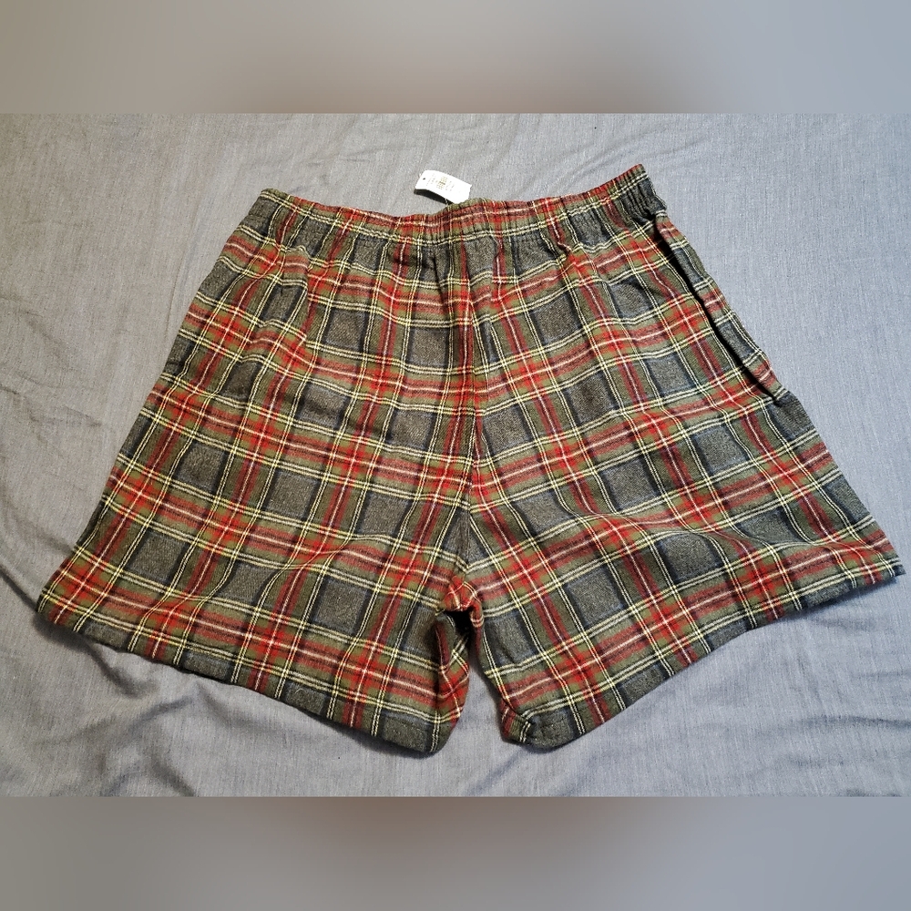 Scotch plaid flannel boxer pajama shorts
